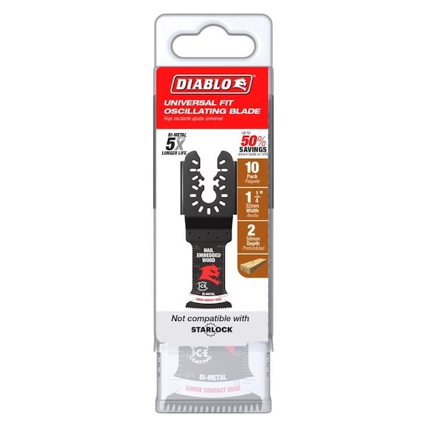 Diablo 1-1/4 in. W Bi-Metal Curved Contact Edge Oscillating Blade Clean Wood 10 pk DOU125JBW10 - main